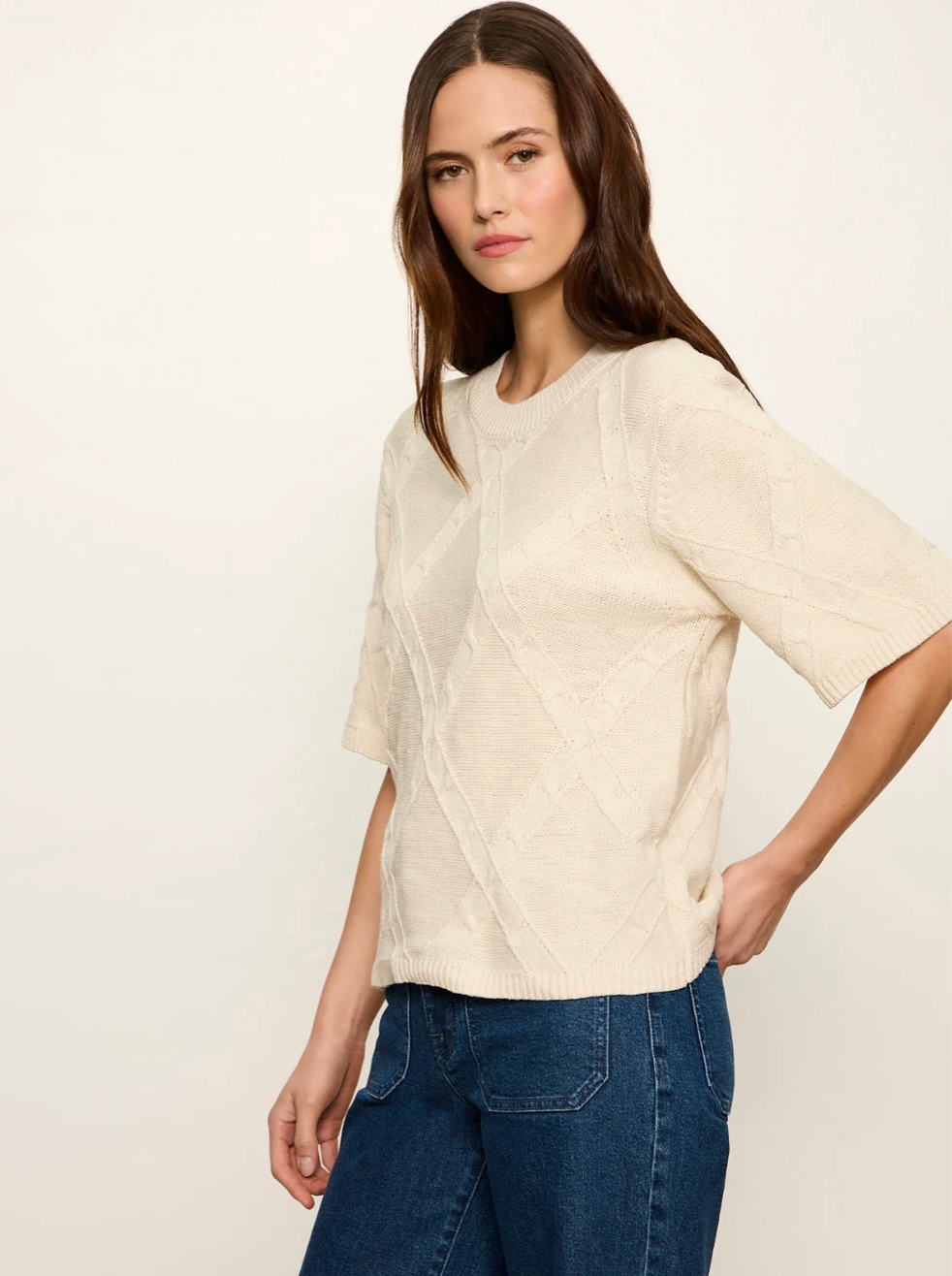 "DIAMOND STITCH SWEATER TEE" by Sanctuary