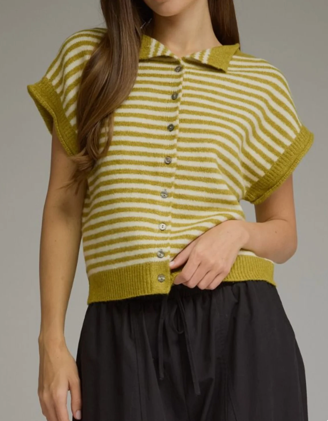 "GOLDEN HOUR" Striped Button-Up Sweater