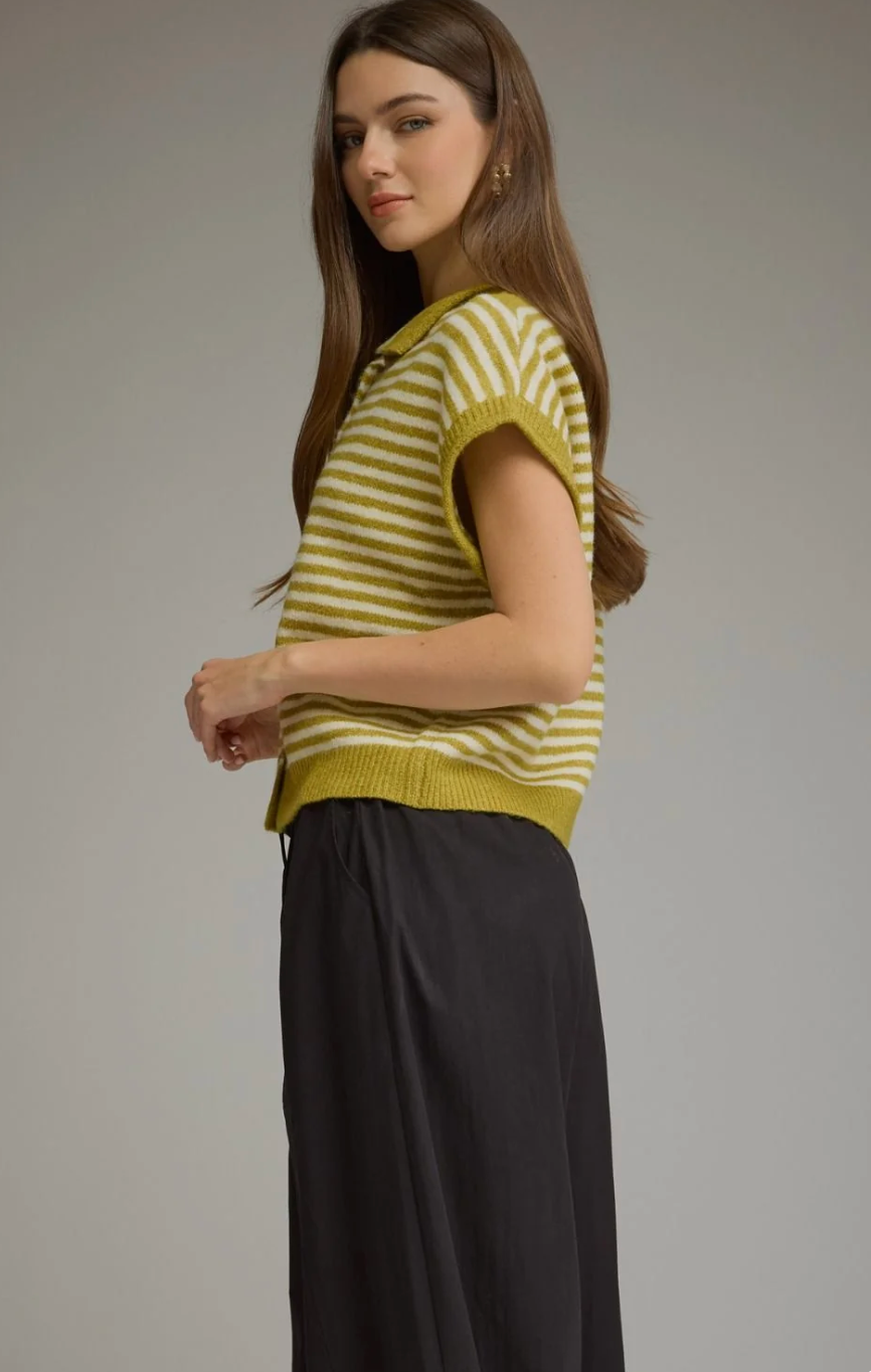 "GOLDEN HOUR" Striped Button-Up Sweater