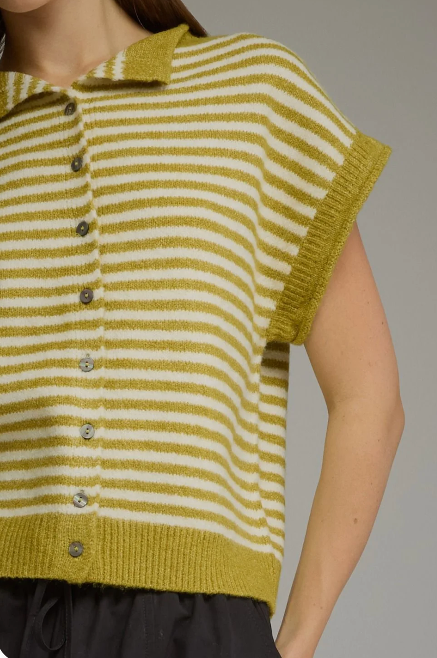 "GOLDEN HOUR" Striped Button-Up Sweater