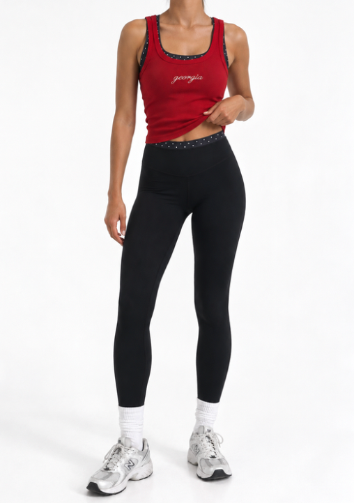 "SPOTTED IN ATHENS" Black Polka-Dot Leggings