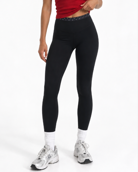 "SPOTTED IN ATHENS" Black Polka-Dot Leggings