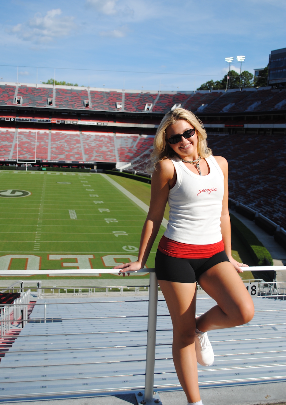 "GEORGIA SWEETHEART" White Embroidered Ribbed Tank