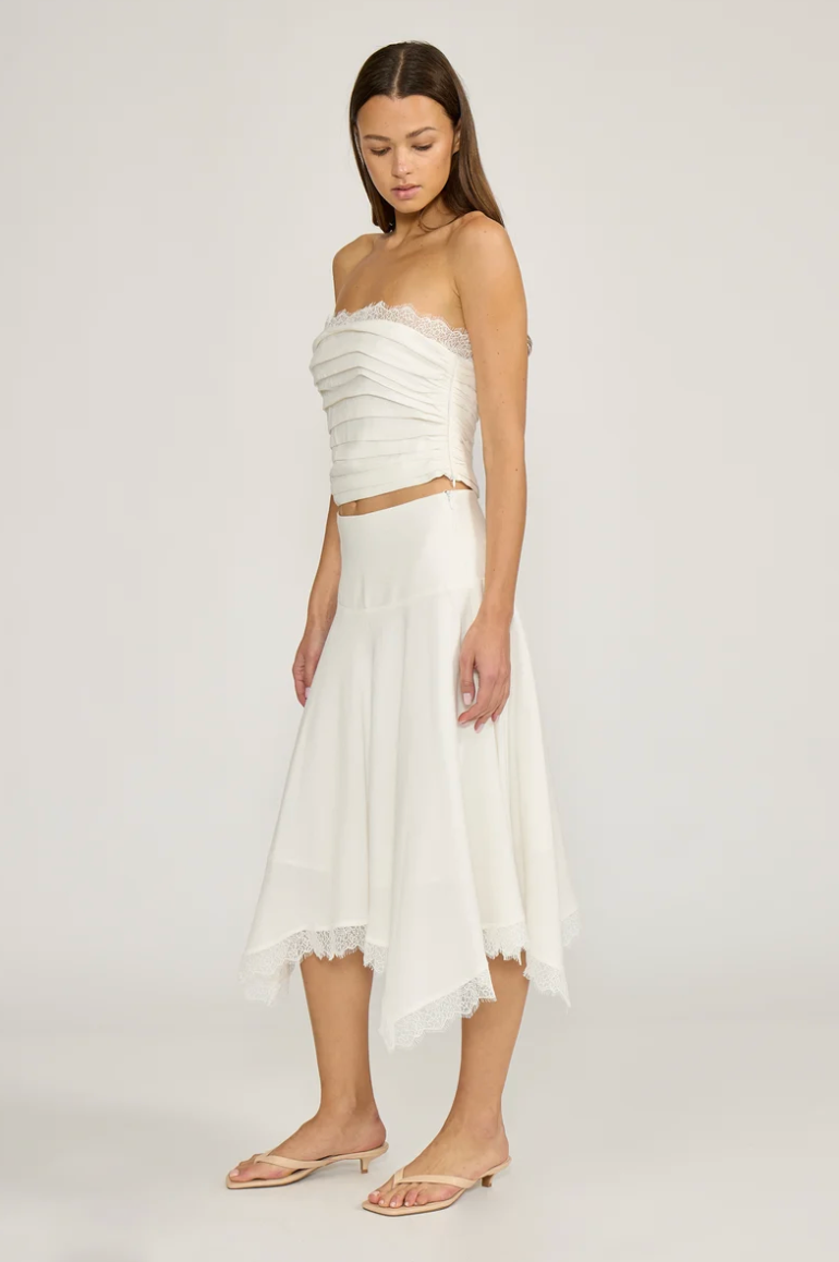 LALI LACE TRIM MIDI SKIRT