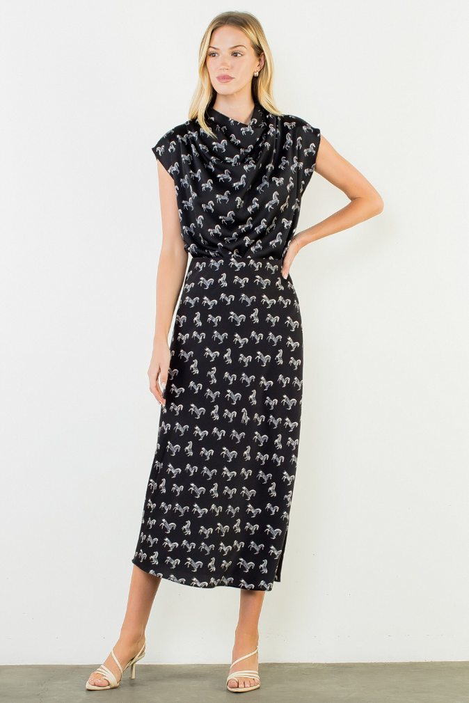 SATIN HORSE PRINT SKIRT by THML