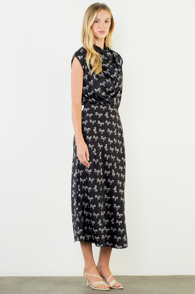 SATIN HORSE PRINT SKIRT by THML