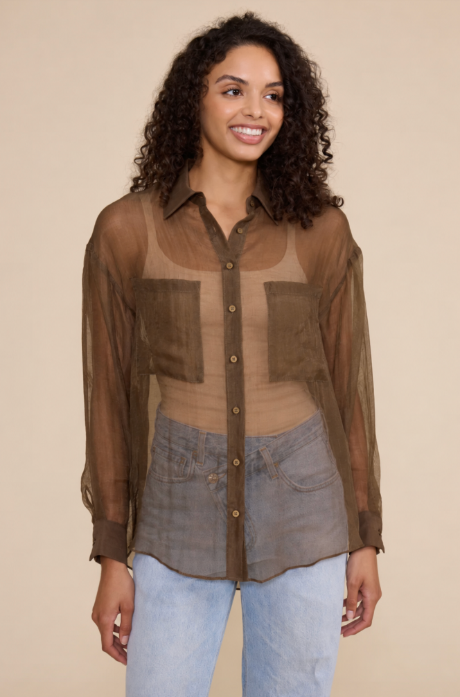 CARLEN CARGO POCKET SHEER TOP by Lucy Paris