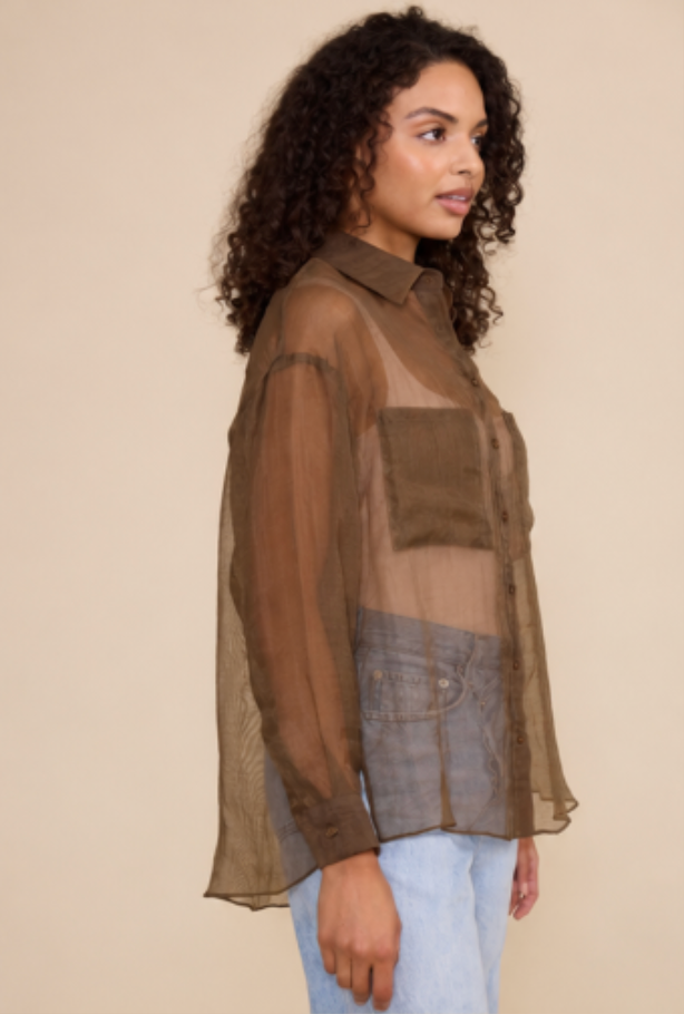CARLEN CARGO POCKET SHEER TOP by Lucy Paris