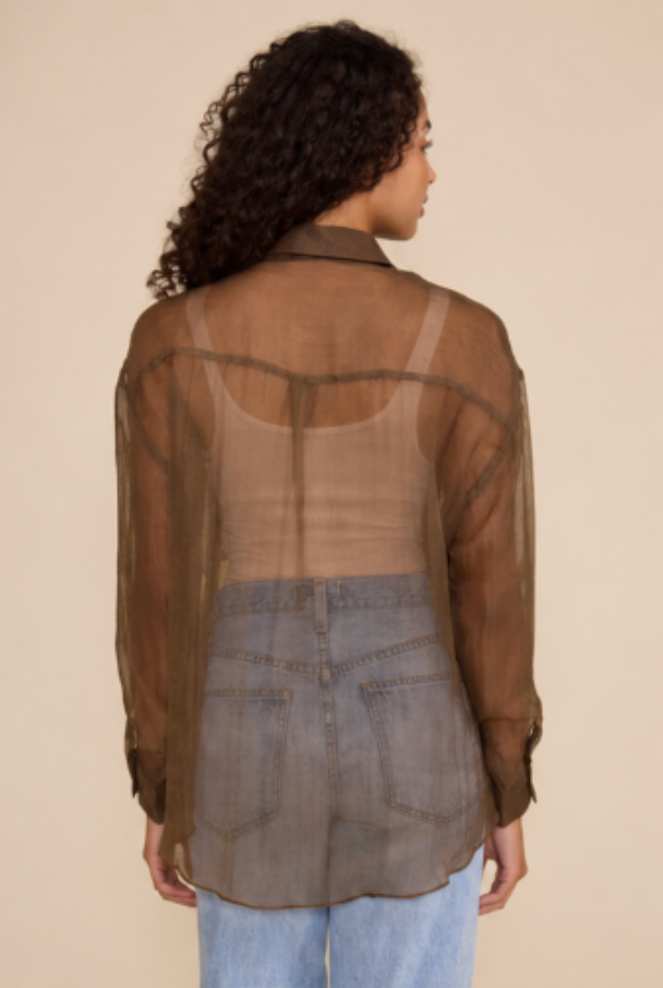 CARLEN CARGO POCKET SHEER TOP by Lucy Paris