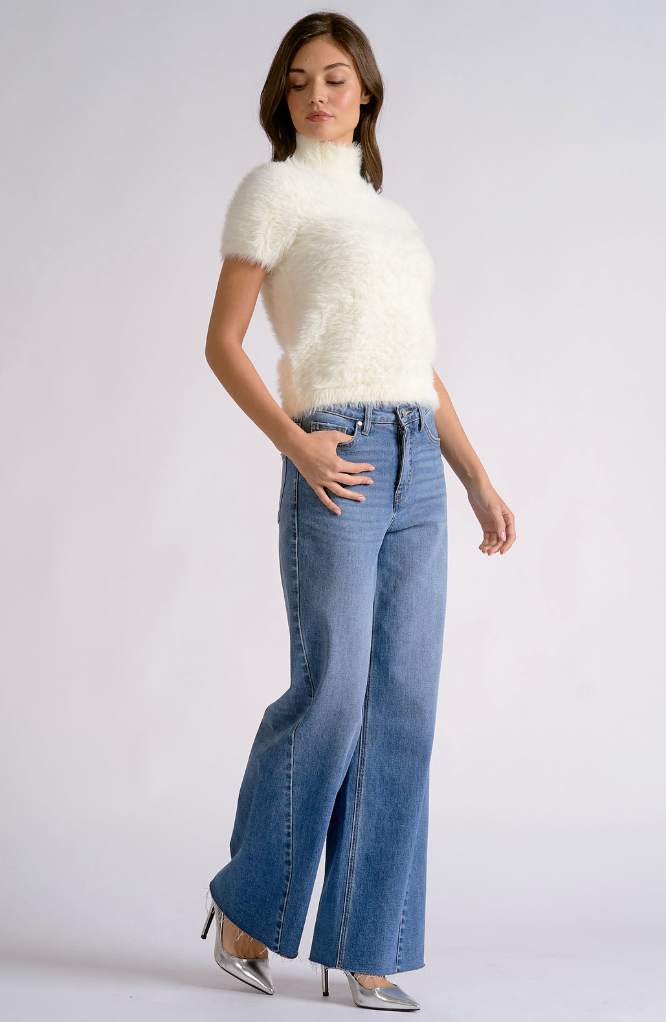 WHITE AS SNOW FUZZY SWEATER by ELAN