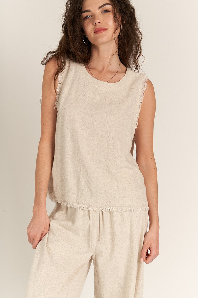 "SLOW TO SPEAK" SLEEVELESS TOP
