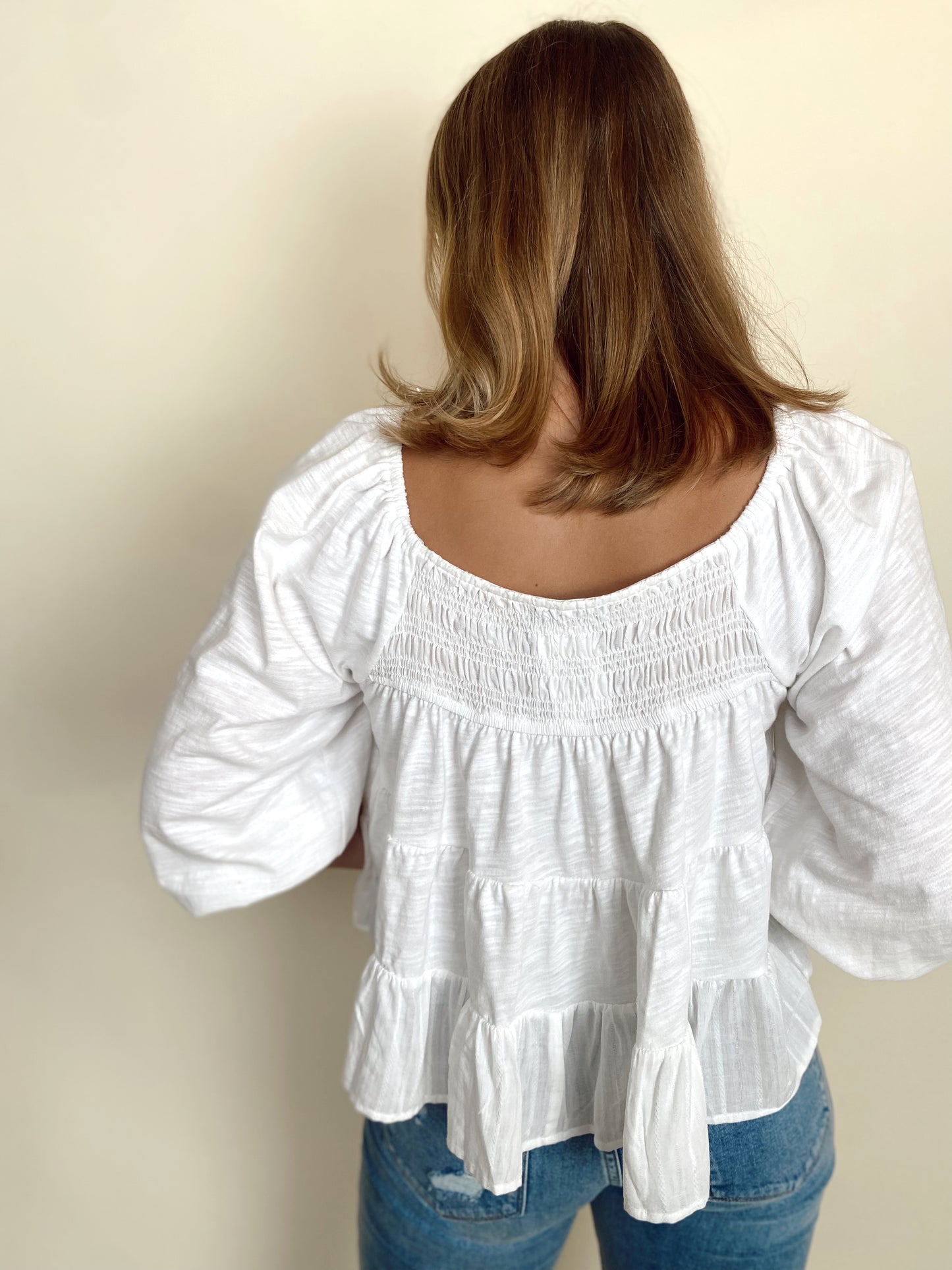 GAUZE BABYDOLL TIERED TOP