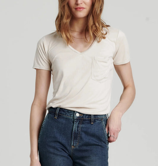 PHOENIX SUEDE V-NECK POCKET TEE