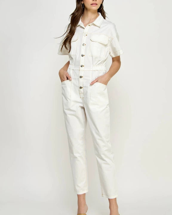 JOURNEE BUTTON DOWN JUMPSUIT