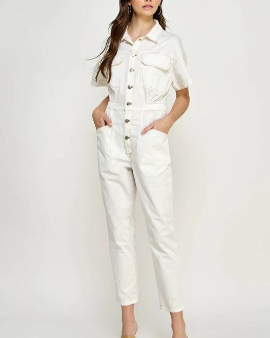 JOURNEE BUTTON DOWN JUMPSUIT