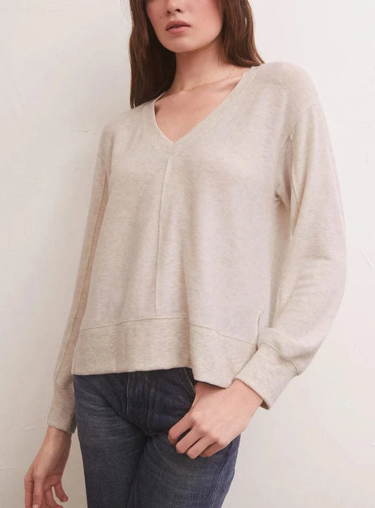 WILDER CLOUD V-NECK LS TOP