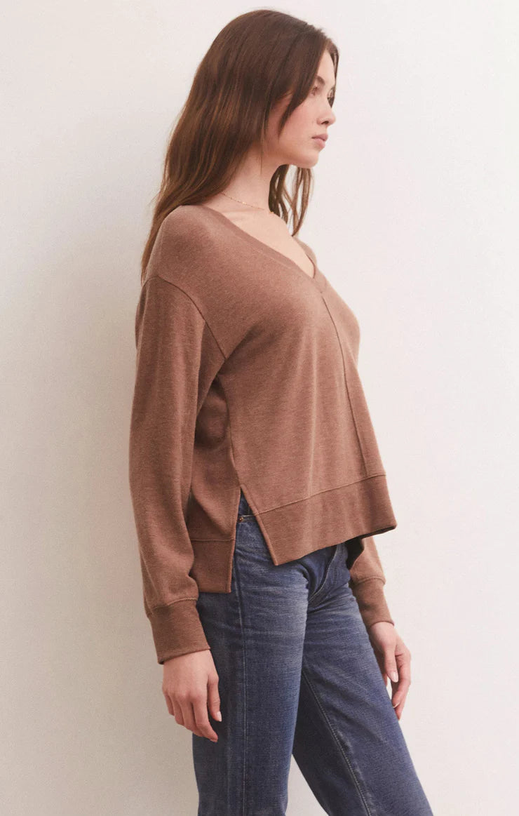 WILDER CLOUD V-NECK LS TOP