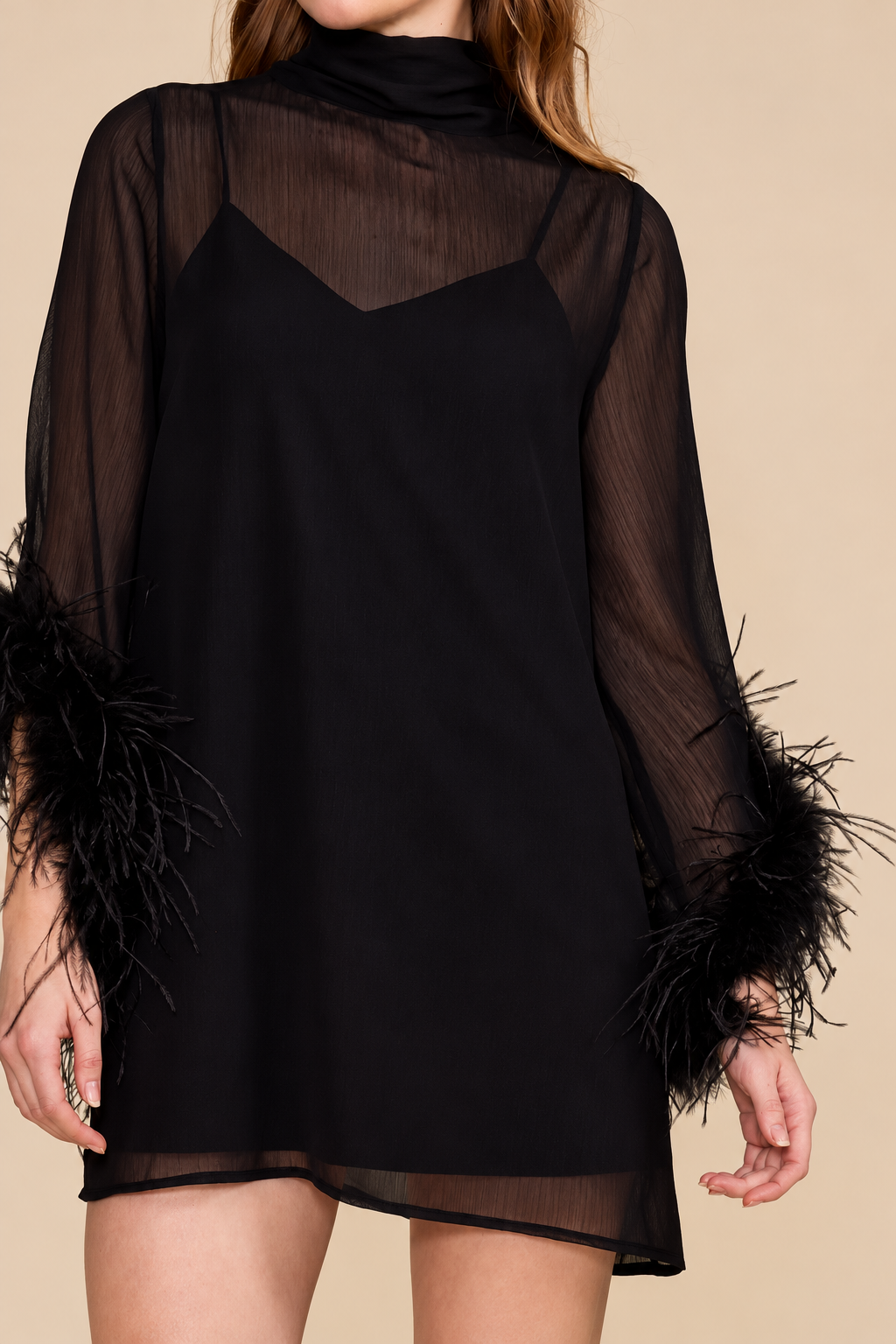 "HARLEY FEATHER TRIM DRESS" by Lucy Paris