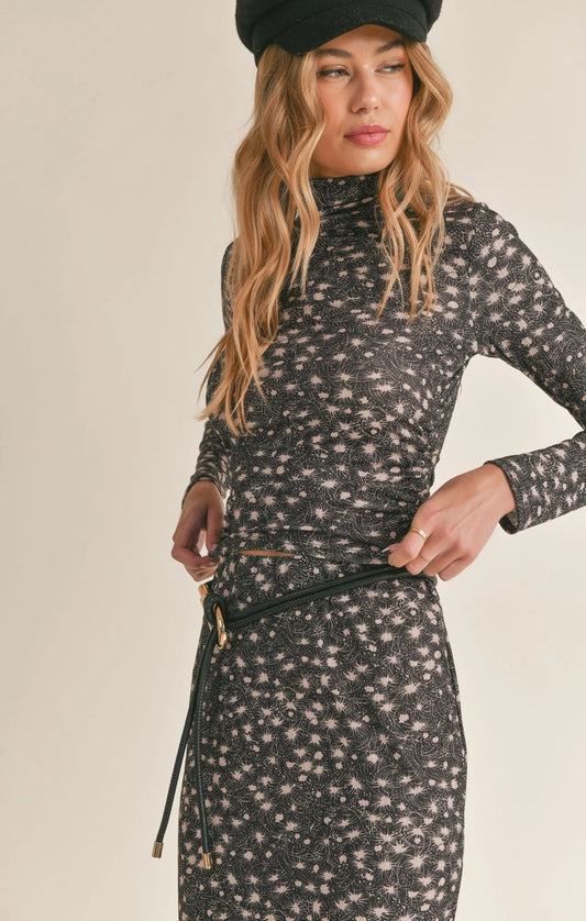 IN MY MEMORIES SHIRRED MOCKNECK TOP