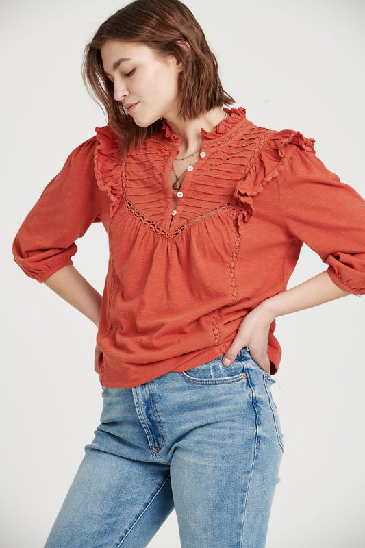 KENDALL PLEATED YOKE TOP