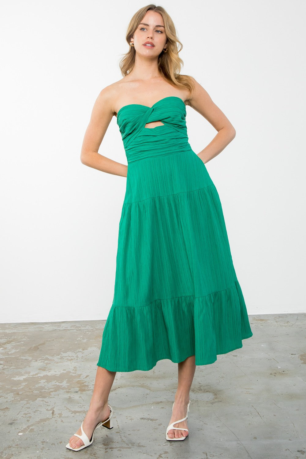 KELLY GREEN MIDI DRESS