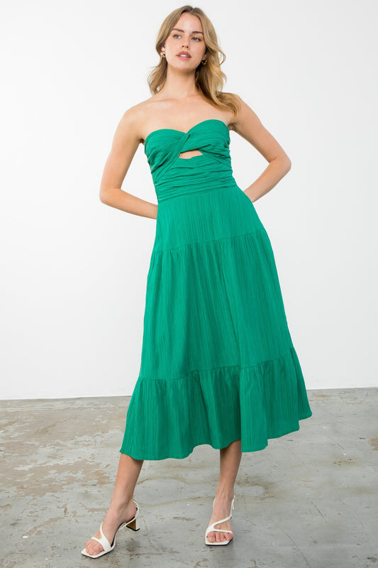 KELLY GREEN MIDI DRESS