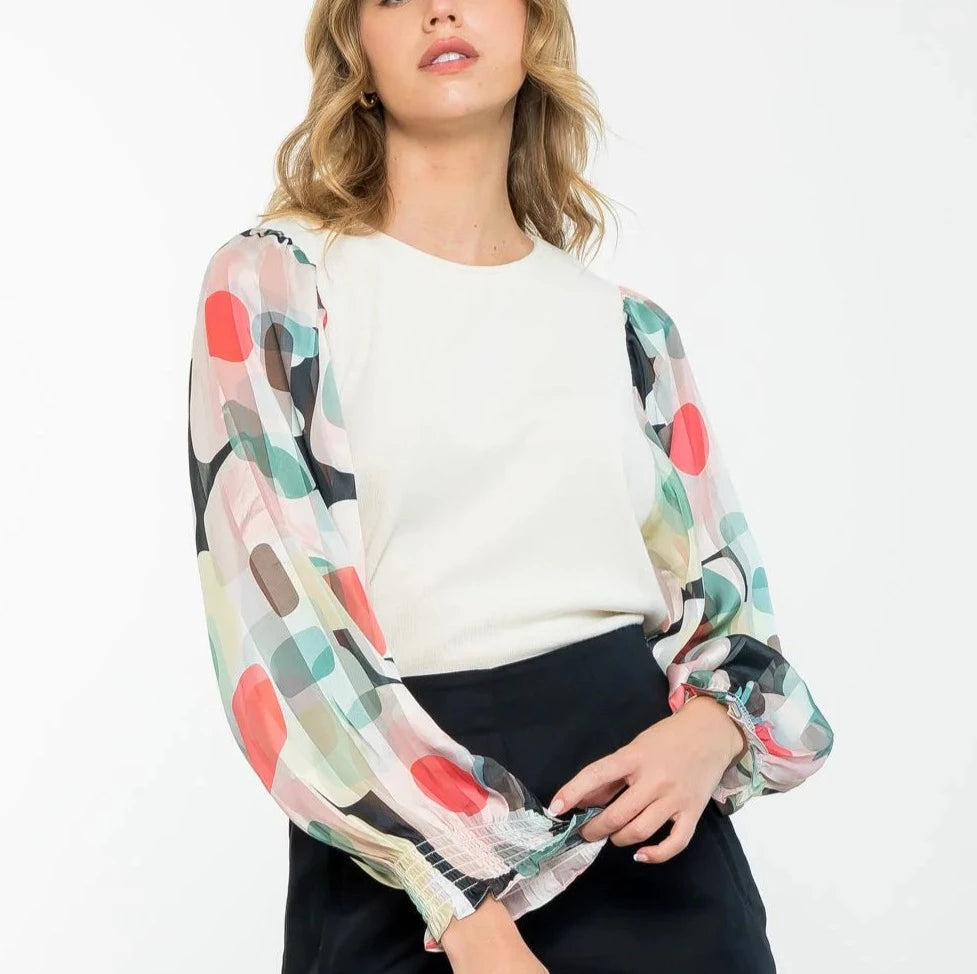 SANDRA SHEER SLEEVE TOP