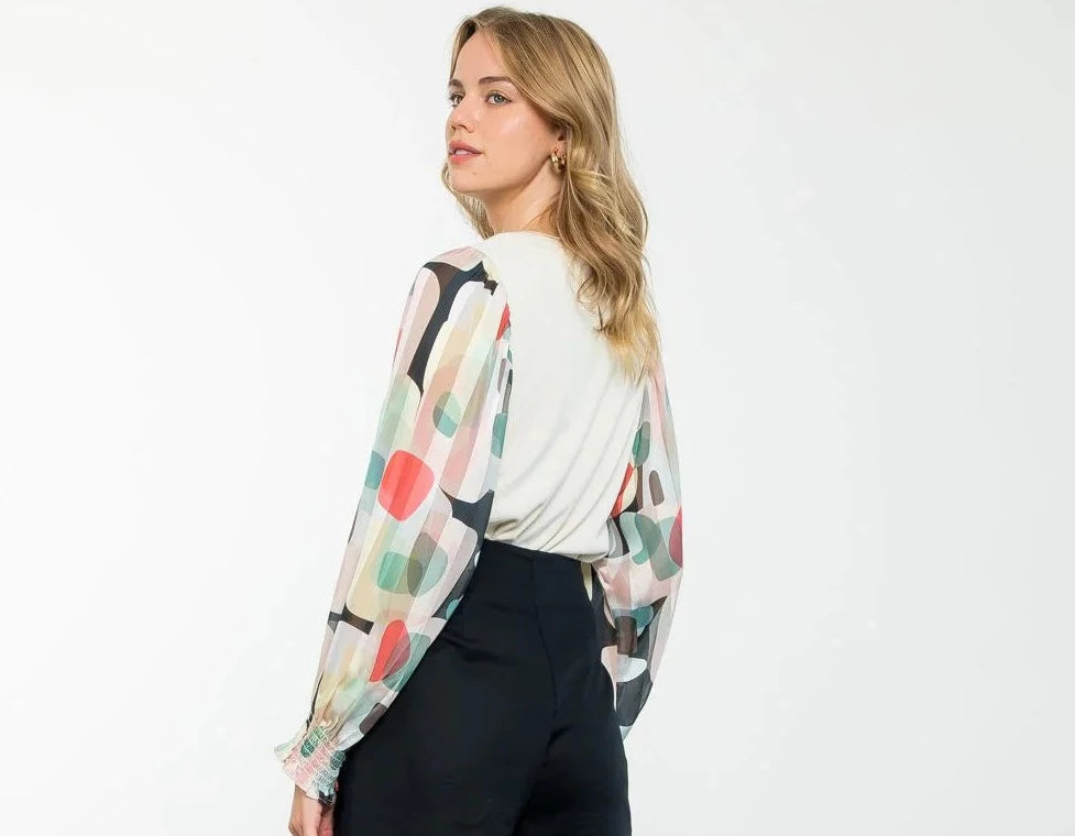 SANDRA SHEER SLEEVE TOP