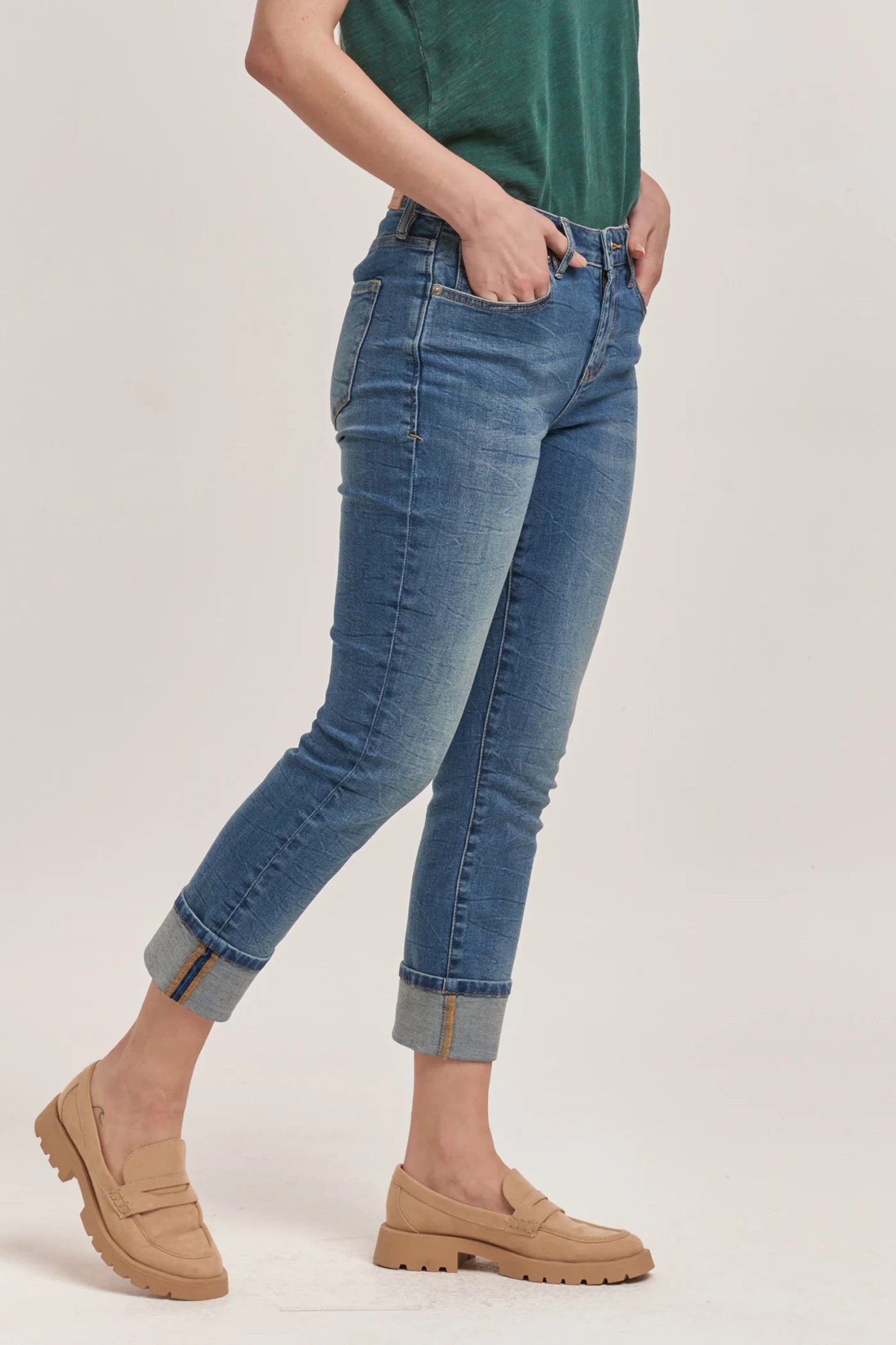 BLAIRE CUFFED SLIM STRAIGHT JEANS
