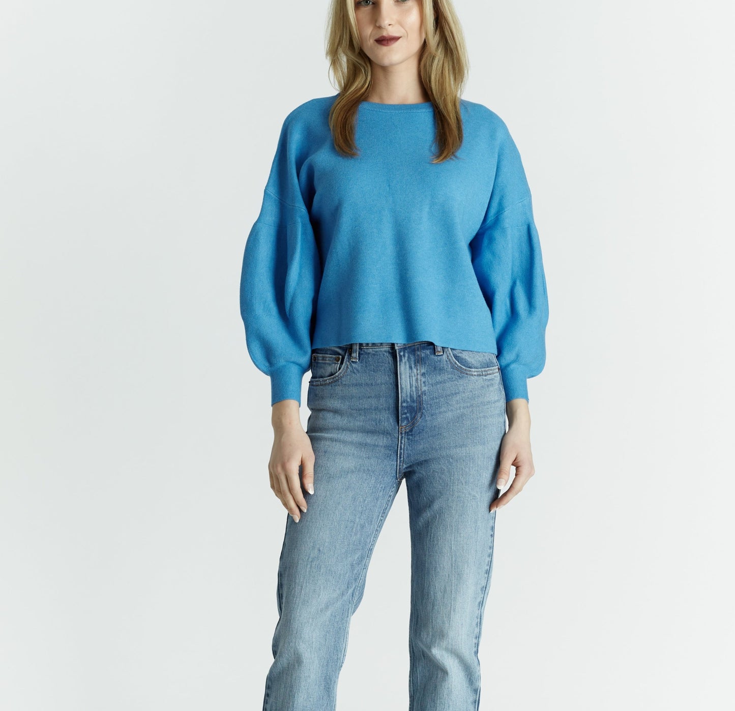 BALLOON-SLEEVE CREWNECK SWEATER